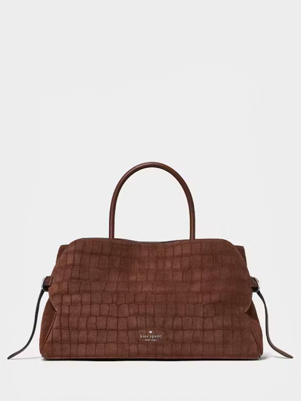 Kate Spade Harper Croc Convertible Satchel Bag, Chocolate Truffle Brown NEW NWT